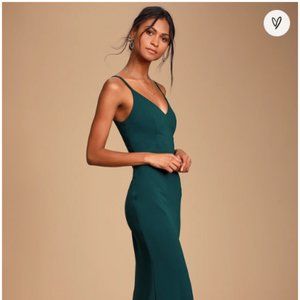 Moments Of Bliss Forest Green Backless Mermaid Maxi Dress (Lulu's) size small